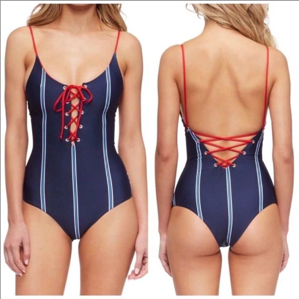 Tavik Navy and Red One Piece Swimsuit
